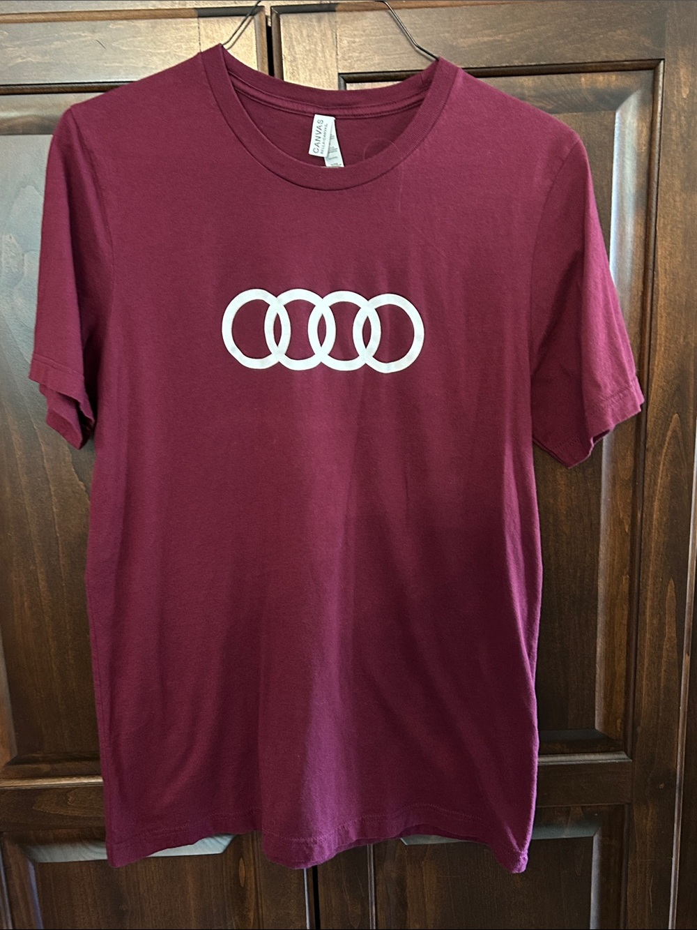 Audi Sz L Bella Canvas Label Maroon Logo T-Shirt - Athletic Fit
